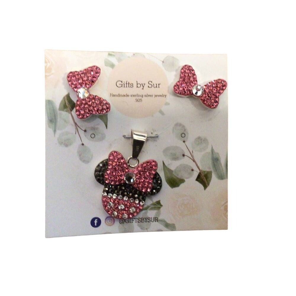 NWT 3 piece Silver Minnie Disney Jewelry‎ set